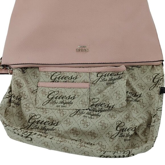 GUESS Los Angeles Pink Faux Pebble Leather Single Strap Shoulder Bag Spring Pink - Picture 12 of 13